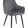 Chaise de salle à manger Valora WAAV Velours gris foncé avec pieds noirs x 1