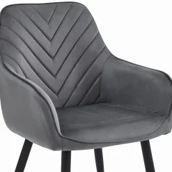 Chaise de salle à manger Valora WAAV Velours gris foncé avec pieds noirs x 1