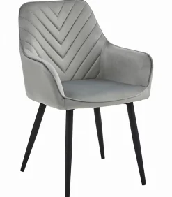 Chaise de salle à manger Valora WAAV Velours gris argenté avec pieds noirs x 1