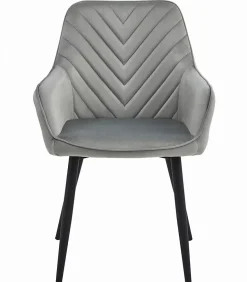 Chaise de salle à manger Valora WAAV Velours gris argenté avec pieds noirs x 1