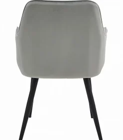 Chaise de salle à manger Valora WAAV Velours gris argenté avec pieds noirs x 1