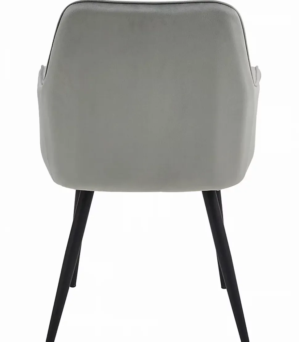 Chaise de salle à manger Valora WAAV Velours gris argenté avec pieds noirs x 1