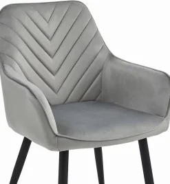 Chaise de salle à manger Valora WAAV Velours gris argenté avec pieds noirs x 1