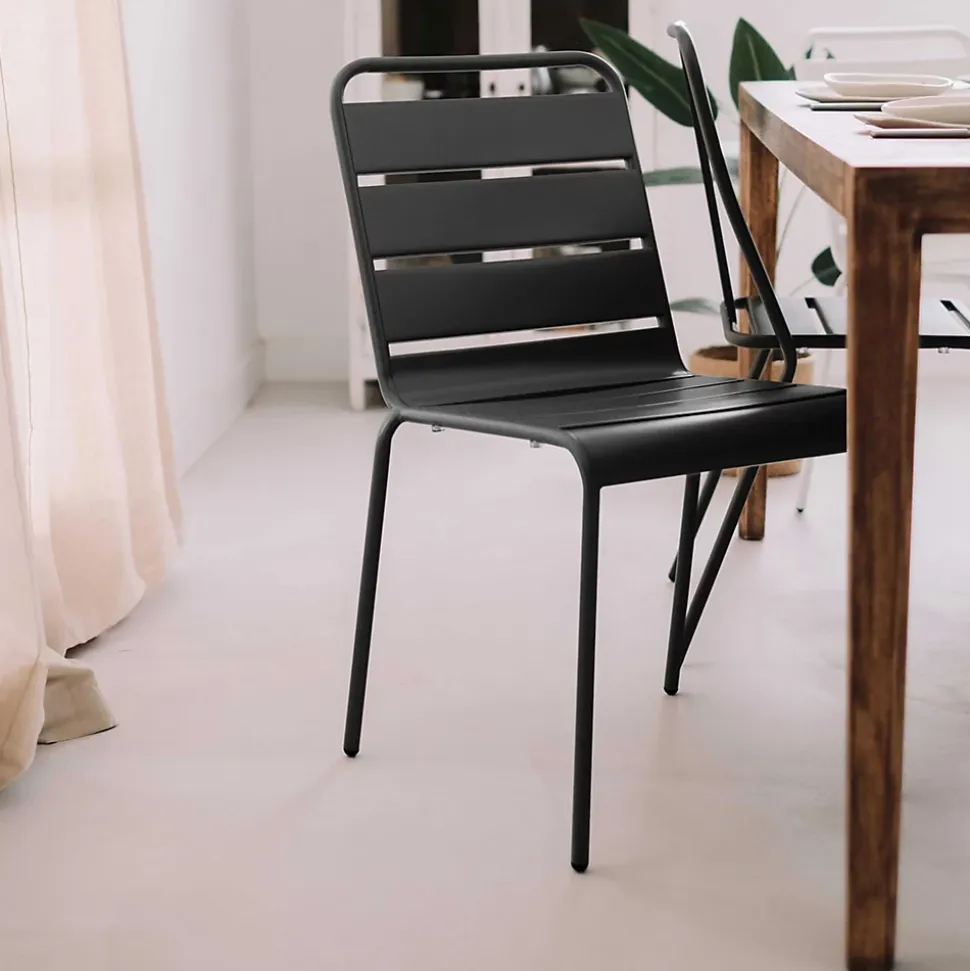 Chaise en métal anthracite Palavas Oviala