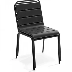 Chaise en métal anthracite Palavas Oviala