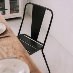 Chaise en métal anthracite Oviala