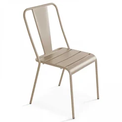 Chaise en métal bistrot taupe Oviala