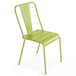 Chaise en métal bistrot vert Oviala