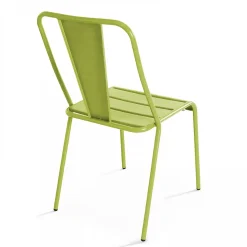 Chaise en métal bistrot vert Oviala