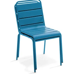 Chaise en métal bleu pacific Palavas Oviala