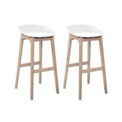 Chaise en plastique blanc et pieds en bois Homesight Riva, 2 pièces