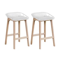 Chaise en plastique blanc et pieds en bois Homesight Malmo, 2 pièces