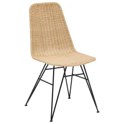 Chaise en Rotin naturel et Pieds en acier Noir