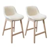 Chaise en tissu bouclette blanc et pieds en bois Homesight Milk, 2 pièces
