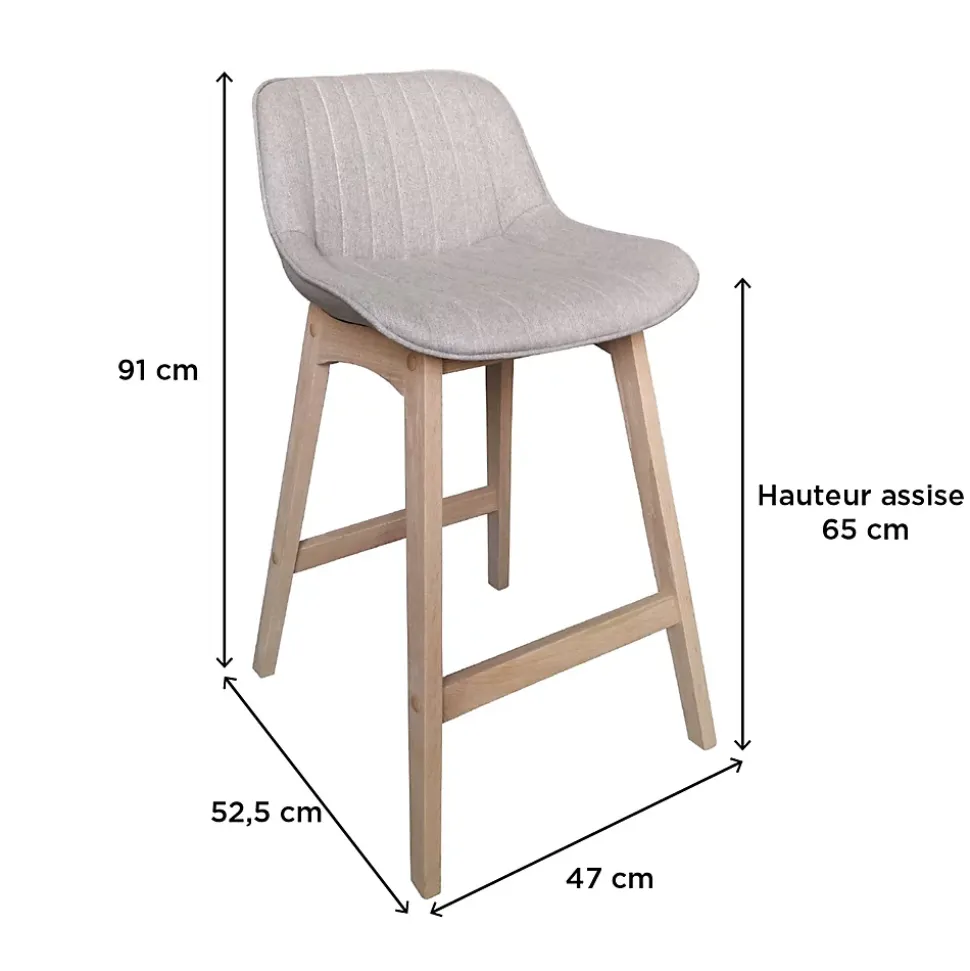 Chaise en tissu gris clair et pieds en bois Homesight Mellow, 2 pièces