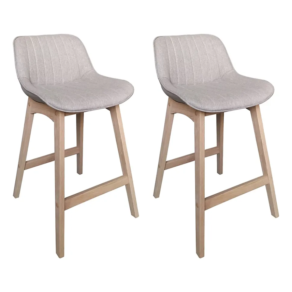 Chaise en tissu gris clair et pieds en bois Homesight Mellow, 2 pièces