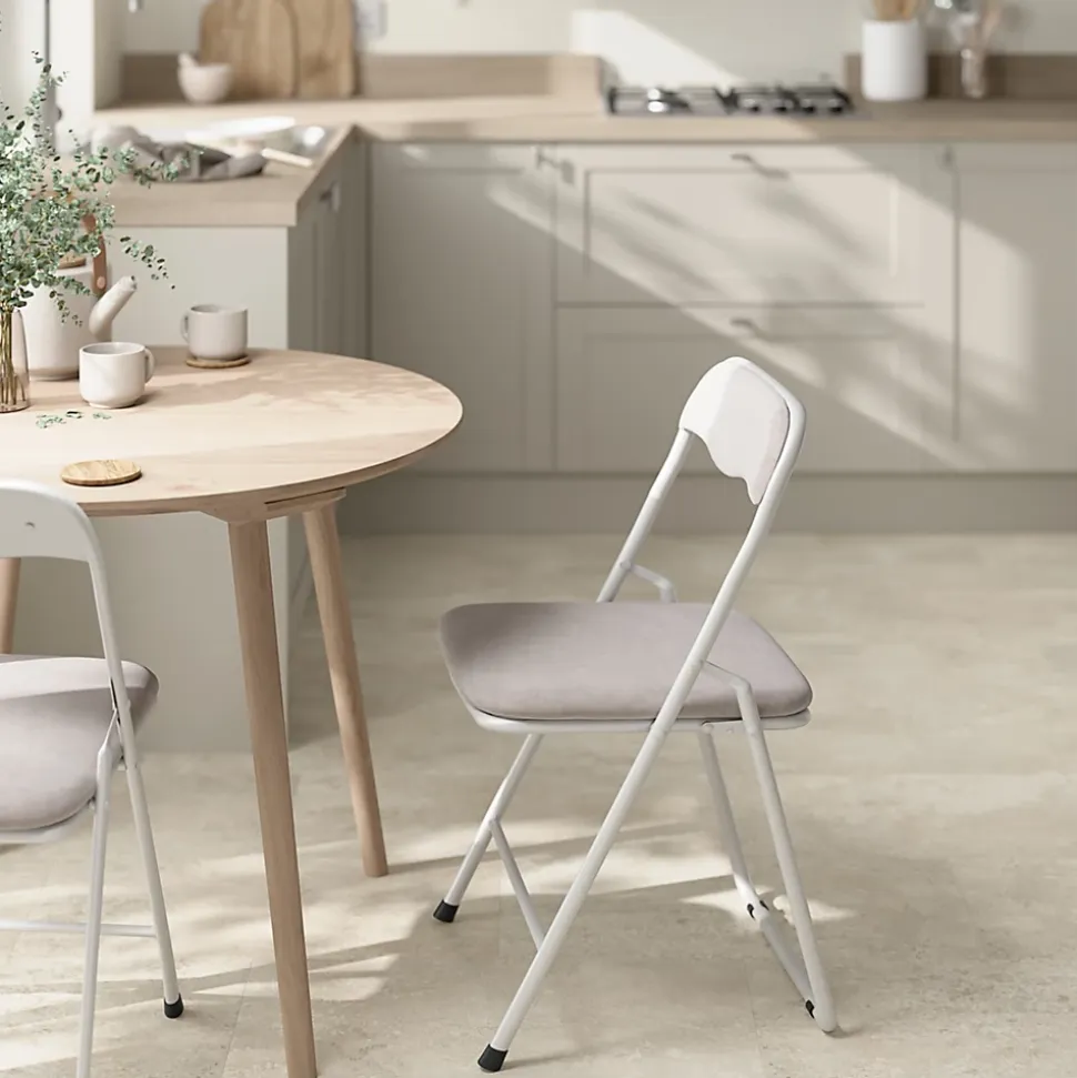 Chaise pliante Lasana H.78 cm acier beige