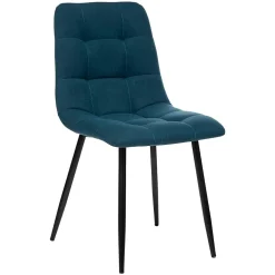 Chaise Sirac - bleu canard - pieds métal noir - Atmosphera
