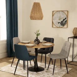 Chaise Sirac - gris - pieds métal noir - Atmosphera