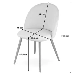 Chaise Valora BELLO en velours gris clair, pieds noirs