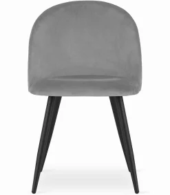 Chaise Valora BELLO en velours gris clair, pieds noirs