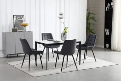 Chaise VALORA BERA - Velours gris foncé avec pieds noirs x 3