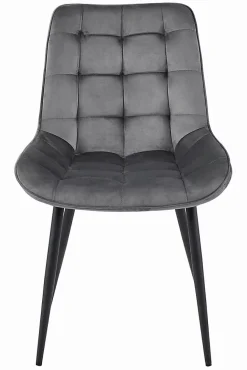 Chaise VALORA BERA - Velours gris foncé avec pieds noirs x 3