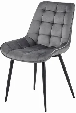 Chaise VALORA BERA - Velours gris foncé avec pieds noirs x 4