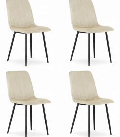 Chaise VALORA JEWA - Design ergonomique en velours beige x 4