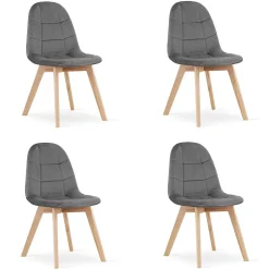 Chaise Valora NUUC en velours gris foncé, design ergonomique x4