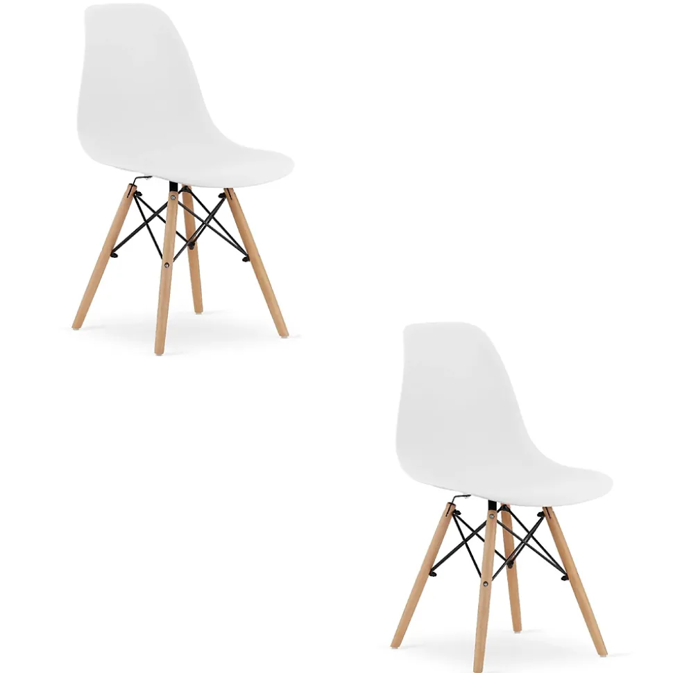 Chaise Valora OSAKA blanche, pieds naturels, design ergonomique x2