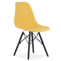 Chaise Valora OSAKA, couleur moutarde, pieds noirs, pour salon (x2)