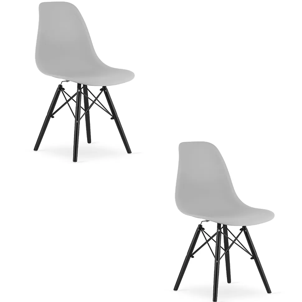 Chaise Valora OSAKA Gris Pieds Noirs Design Ergonomique x2