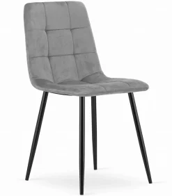 Chaise Valora PYRA, velours gris clair, design moderne (x2)