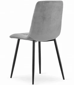 Chaise Valora PYRA, velours gris clair, design moderne (x2)