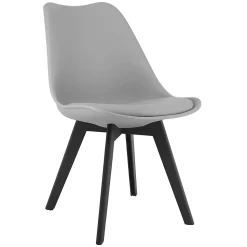 Chaise VALORA RIXK - Grise avec pieds noirs pour salon, bureau, salle à manger x1