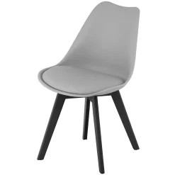 Chaise VALORA RIXK - Grise avec pieds noirs pour salon, bureau, salle à manger x1