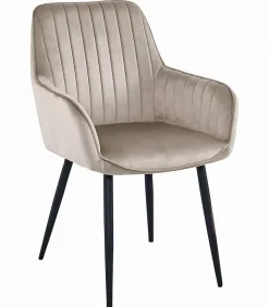 Chaise VALORA SOLDEN - Velours beige foncé avec pieds noirs x 2