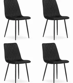 Chaise VALORA TURIN - Design intemporel en velours noir x 4