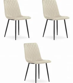 Chaise Valora TURIN en velours beige, design ergonomique x3