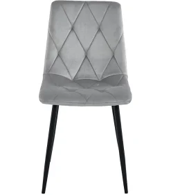 Chaise Valora TYRA en velours gris argenté / pieds noirs x 4