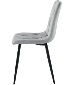 Chaise Valora TYRA en velours gris argenté / pieds noirs x 4