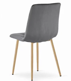 Chaise Valora TYRA en velours gris foncé avec pieds en bois x4