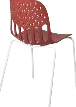 Chaises de cuisine design, lot de 4, empilables, pied, métal kio (rouge blanc)