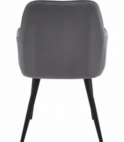 Chaises de salle à manger Valora WAAV Velours gris foncé avec pieds noirs x 2