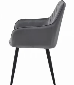 Chaises de salle à manger Valora WAAV Velours gris foncé avec pieds noirs x 2