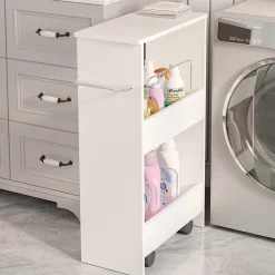 Chariot à roulettes Katra 67 x 40 x 20 cm blanc en.casa