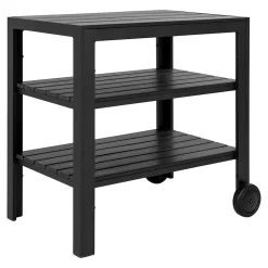 Chariot à Thé Taormina en Aluminium Noir avec 3 Étagères Pratiques