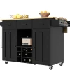 Chariot Cuisine Plan Travail Serviettes Épices Bois Buffet Noir Blackcolors