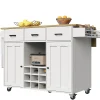 Chariot Cuisine Plan Travail Serviettes Épices Bois Buffet Blanc Blackcolors